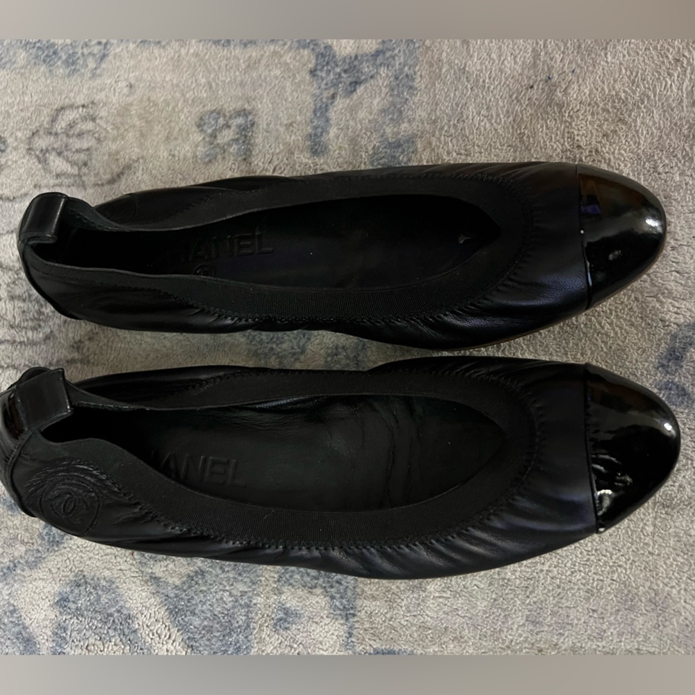 Chanel Black Leather Flats
